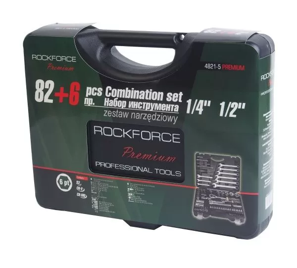 Набор инструмента RF-4821-5-PREMIUM: 1/2" & 1/4"DR 6-гранный 82пр.+6пр. ROCKFORCE /1/3