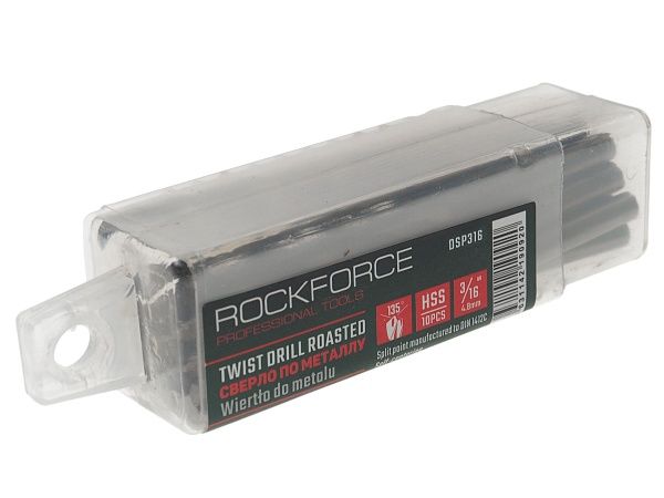Сверло по металлу 4.8мм HSS+Co(10шт), в пластиковом футляре  ROCKFORCE /1