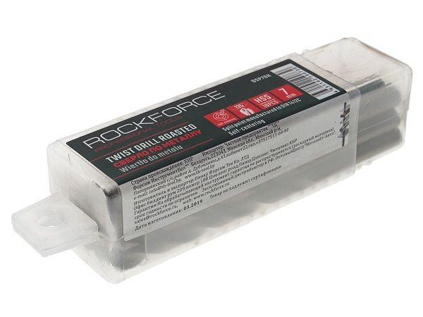 Сверло по металлу 7мм HSS+Co(10шт), в пластиковом футляре  ROCKFORCE /1