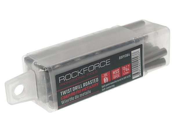 Сверло по металлу 5.2мм HSS+Co(10шт), в пластиковом футляре  ROCKFORCE /1