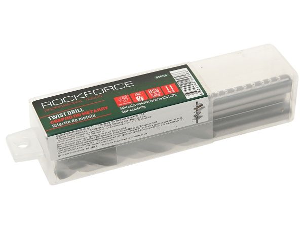 Сверло по металлу 11мм HSS(5шт), в пластиковом футляре  ROCKFORCE /1