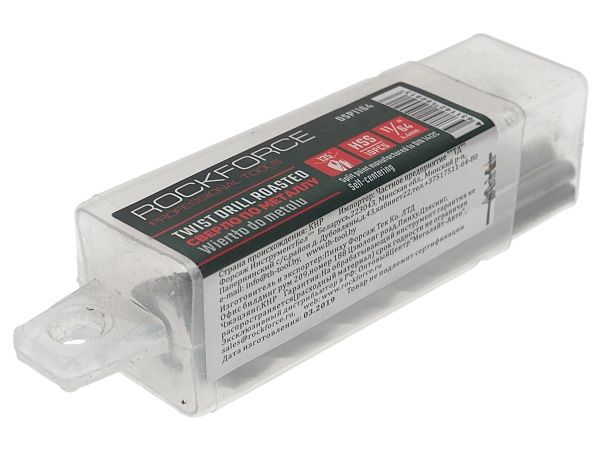 Сверло по металлу 4.4мм HSS+Co(10шт), в пластиковом футляре  ROCKFORCE /1